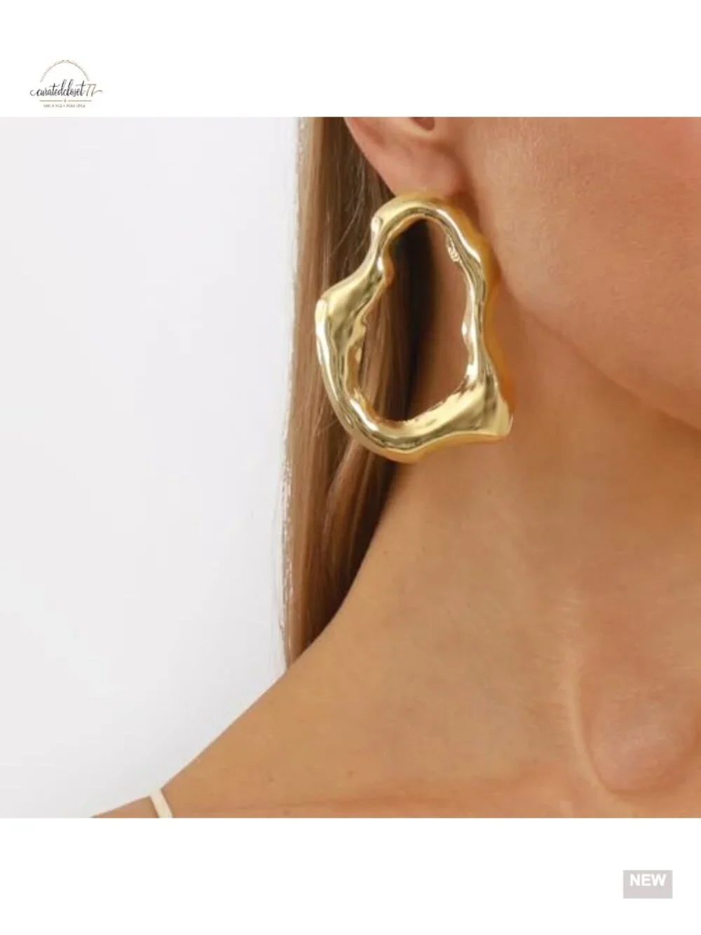 Chunky Irregular Circle Stud Earrings Lightweight Hollowed Design Party Jewelry